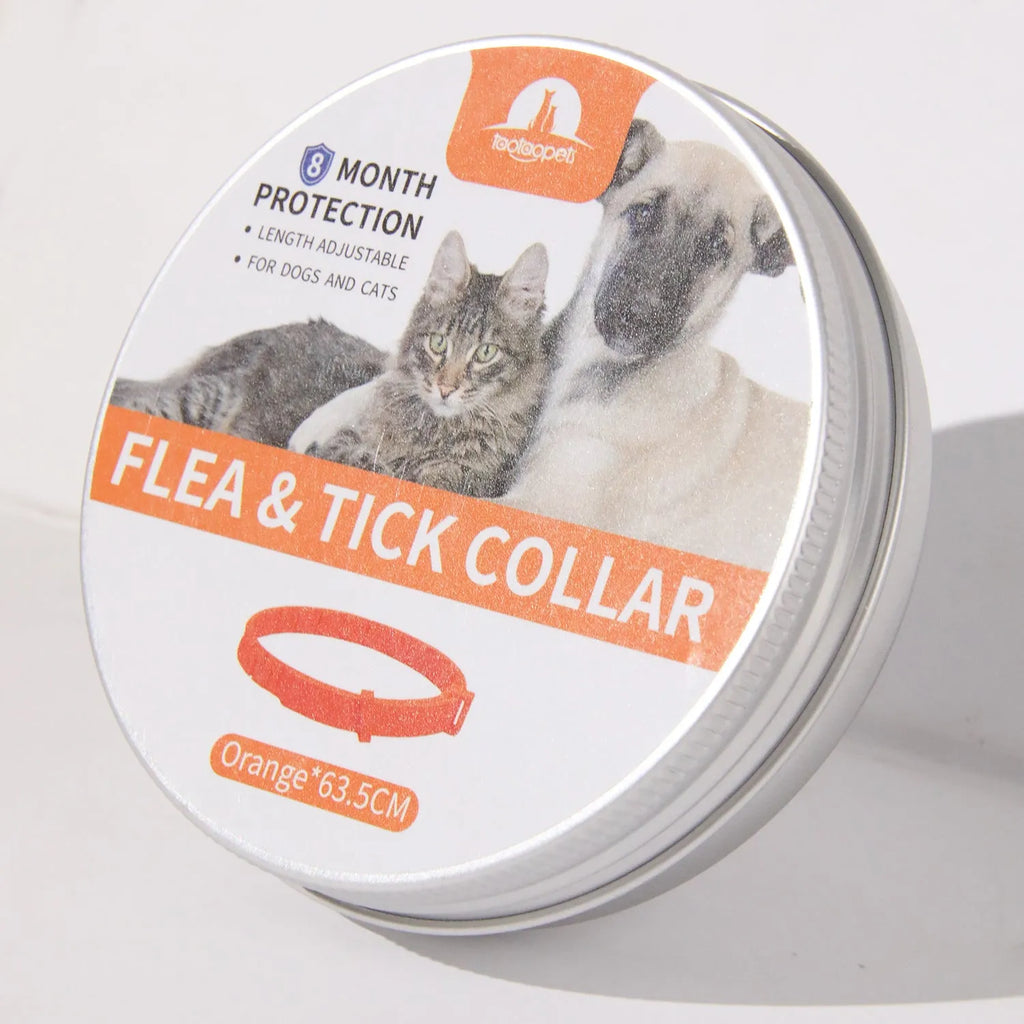 Adjustable anti-bite cat collar for dogs in PVC with aluminium boxed finish, monochrome pattern, 38cm cat or 63cm dog size