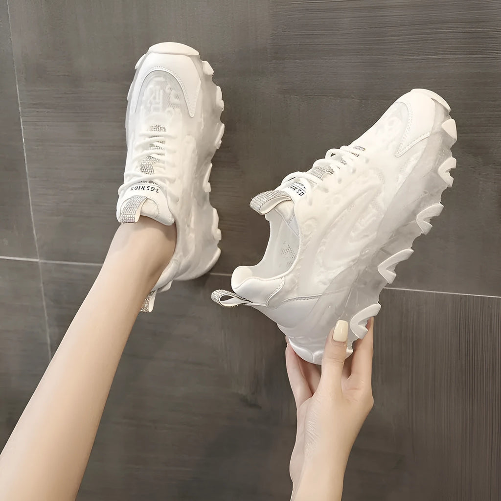Daddy shoes thin section breathable white net shoes casual sports shoes sheep suede lace-up
