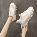 Daddy shoes thin section breathable white net shoes casual sports shoes sheep suede lace-up