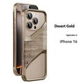 Wooden aluminium alloy phone case in Desert Gold on iPhone 15 Pro Max