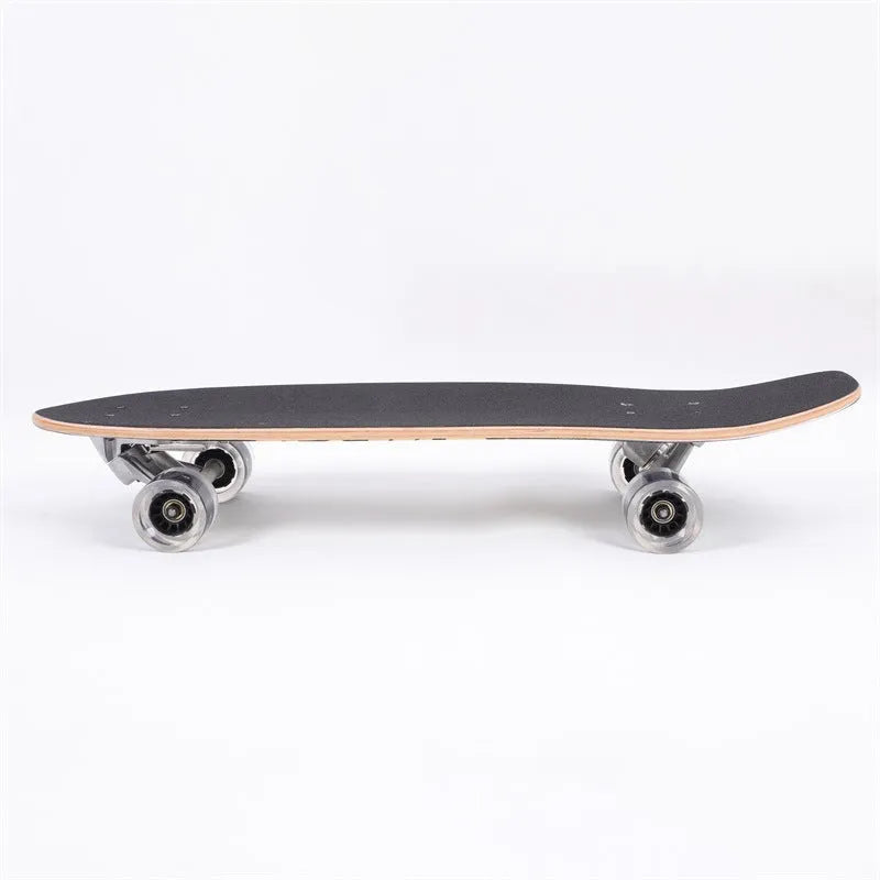 White 31-inch maple skateboard for street scooting with unisex design