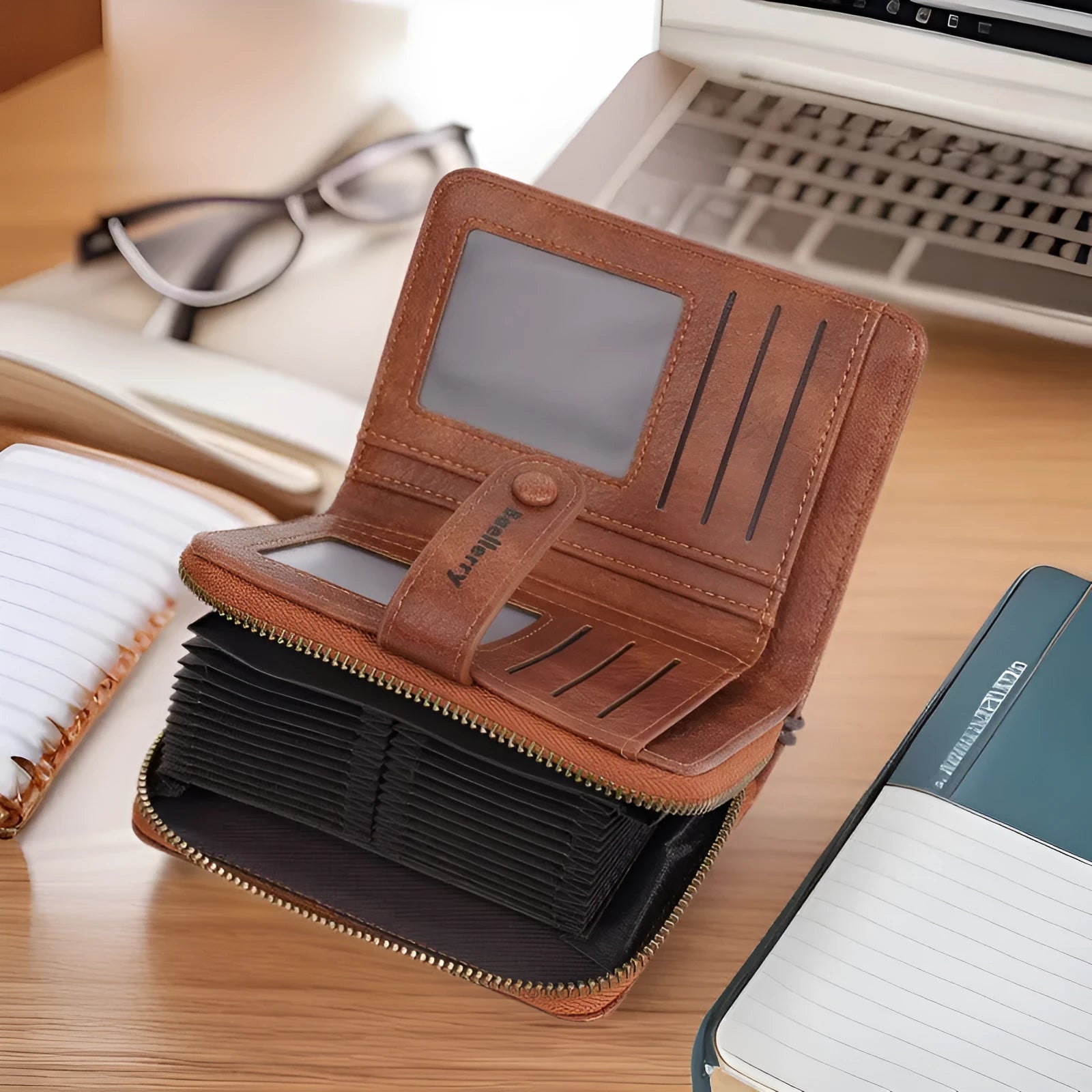 Women's PU leather zipper coin purse in multiple colour options showing card and coin storage compartments