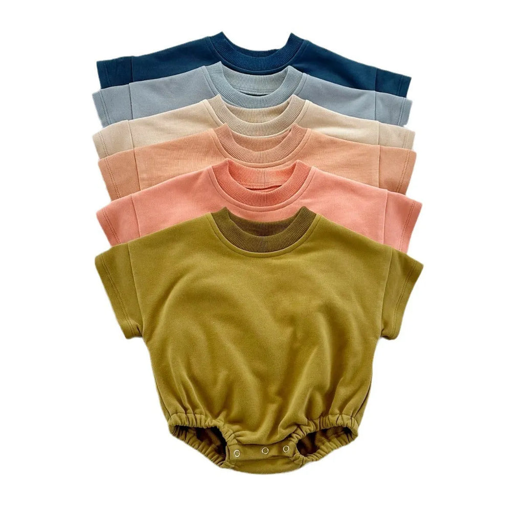 New Korean style cotton infant romper triangle jumpsuit short sleeve hide hooks closure suitable height 59cm to 90cm