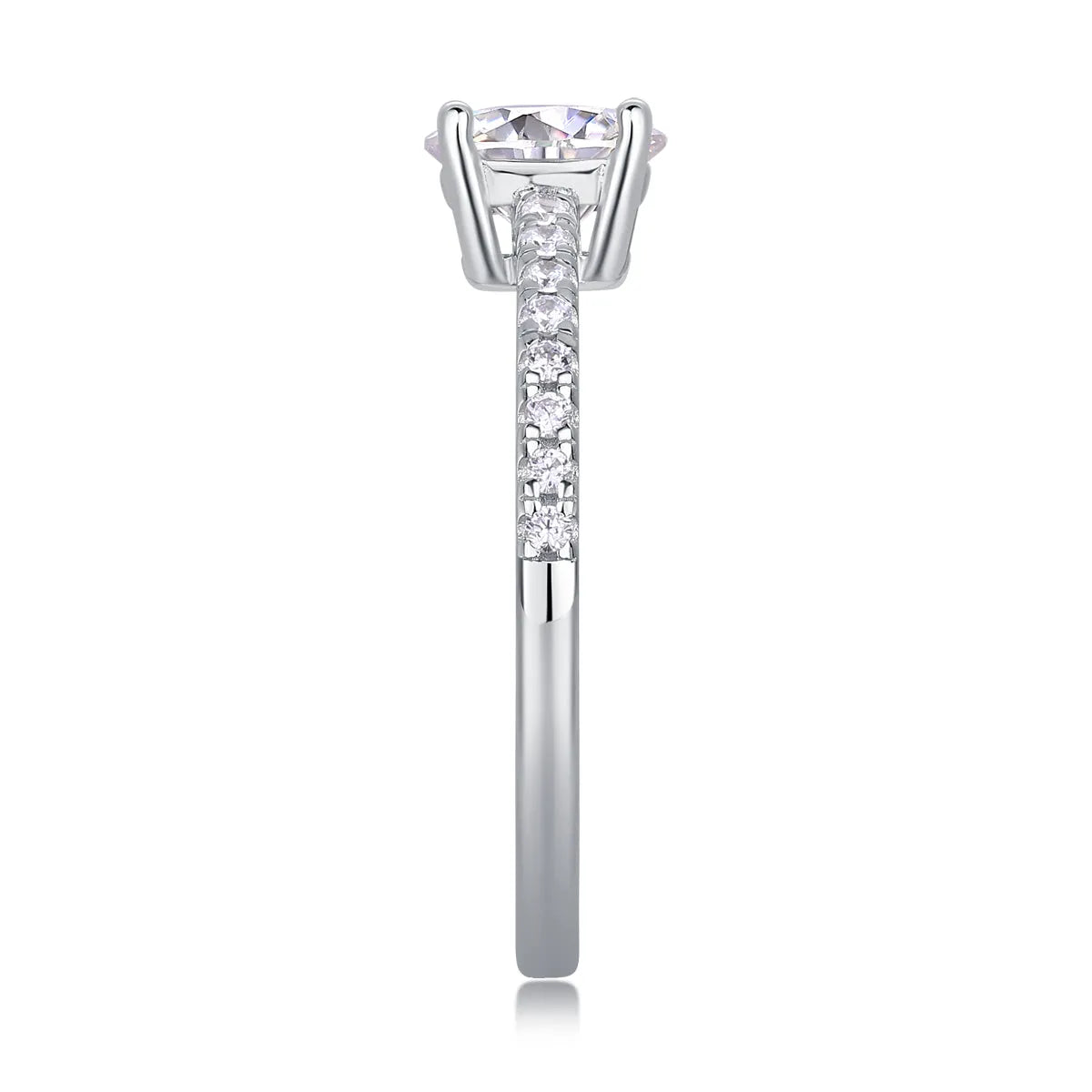 Moissanite wedding ring set with platinum-plated S925 silver band and GRA certificate in a gift box