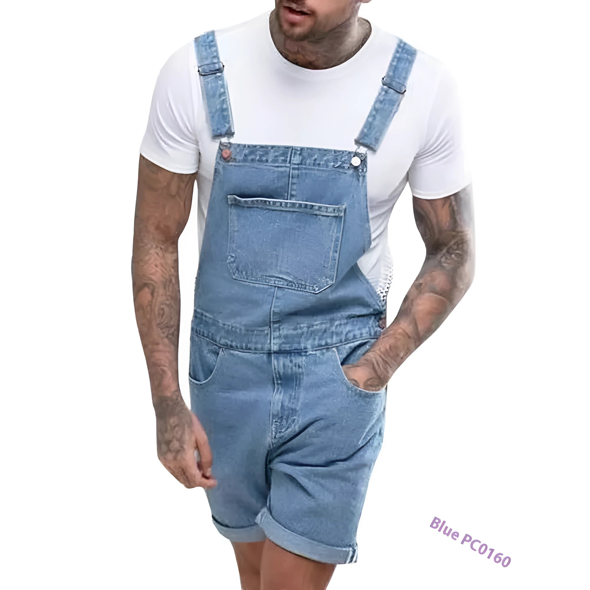 Black denim suspender shorts with mid waist and straight cut design for teenage summer wear