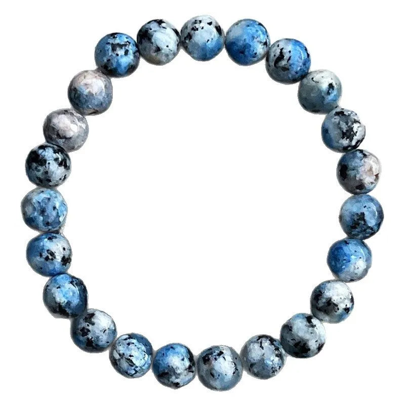 Handmade geometric K2 azurite stone bracelet showing blue-green beads in new Chinese minority style