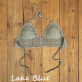 Women's backless acrylic bikini swimsuit top available in multiple colours for running and swimming