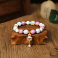 Grey porcelain glazed ceramic lucky rabbit charm bracelet with adjustable band