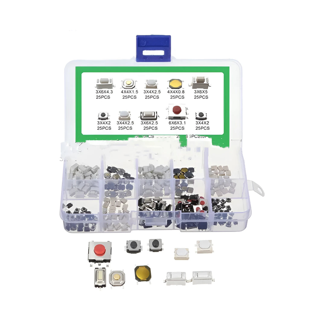 250 SMD patch button touch switches in box for electronic circuit board repair