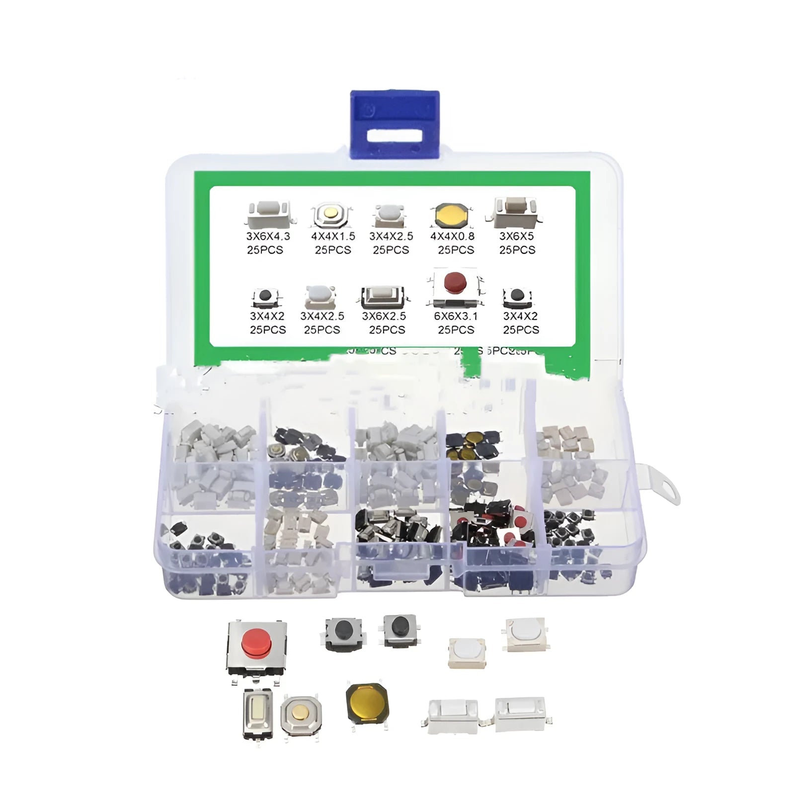 250 SMD patch button touch switches in box for electronic circuit board repair