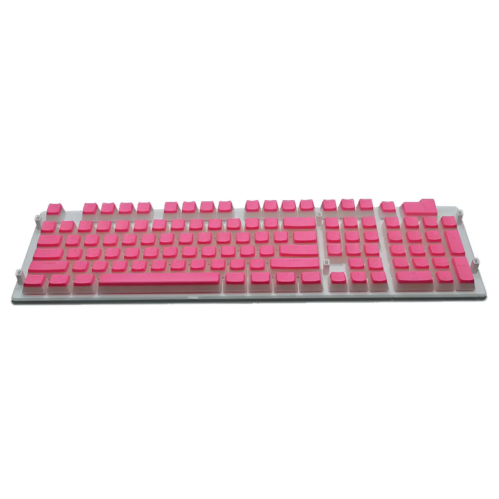 Set of 108 PBT pudding profile keycaps for mechanical keyboards in various colours on a white background.