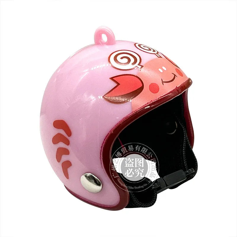 Plastic chicken helmet pet accessory in various colours and designs for poultry headgear.