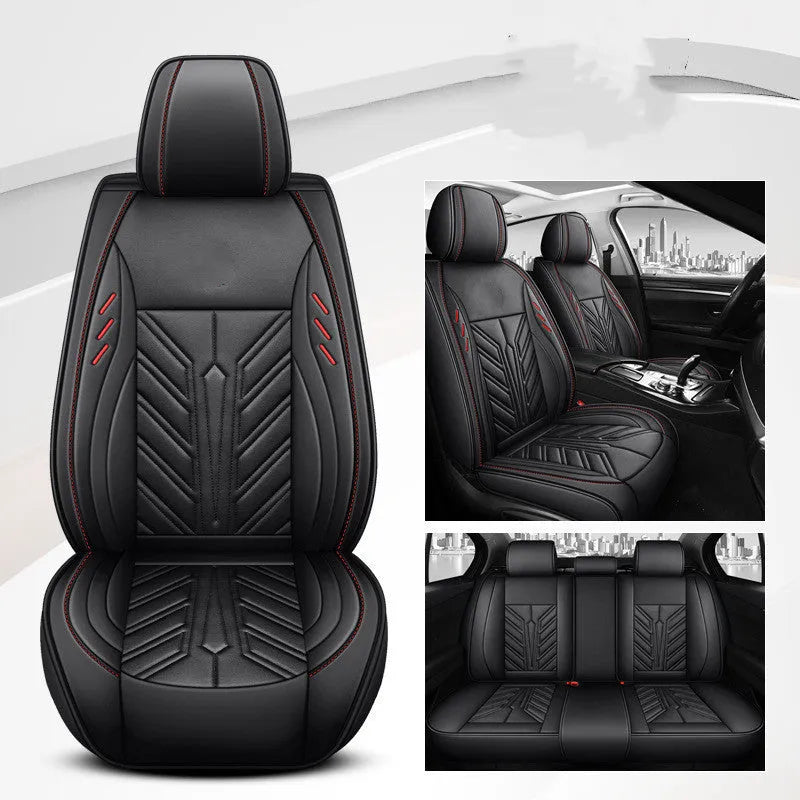 Full-leather car seat cushion with contrast stitching in Nordic Green colour