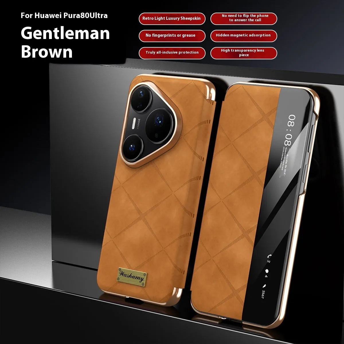 Electroplated diamond grid Huawei phone case with embossed imitation leather in three colour options
