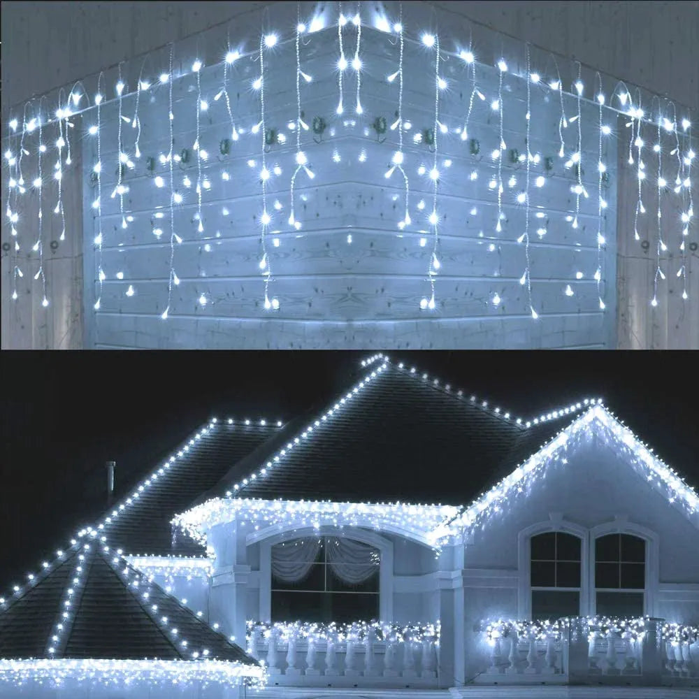 LED ice bar light string with warm white and blue lamps, plug-in design, 4m length, for holiday decoration
