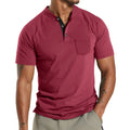 Men's plus size short sleeve button-down shirt with chest pocket in solid colour
