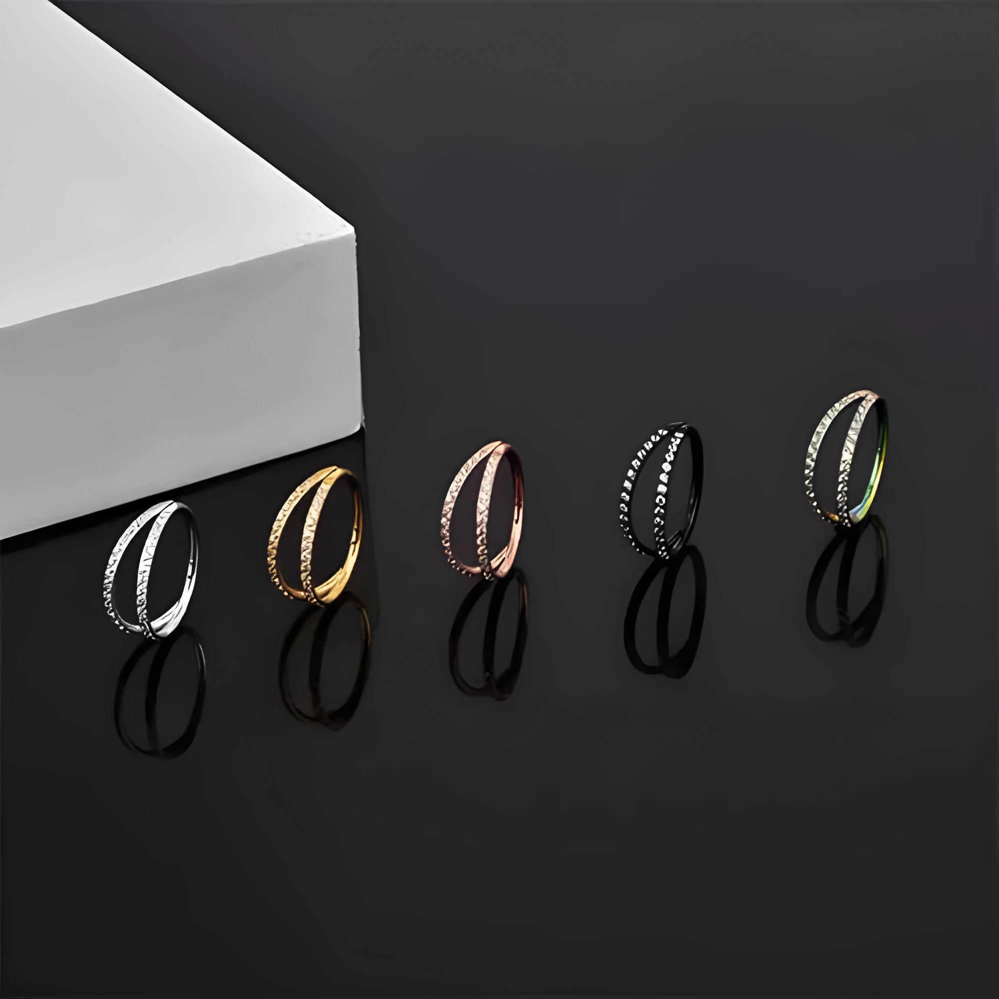 G23 titanium alloy lip ring nose ring earring in gold or steel colour with diamond treatment