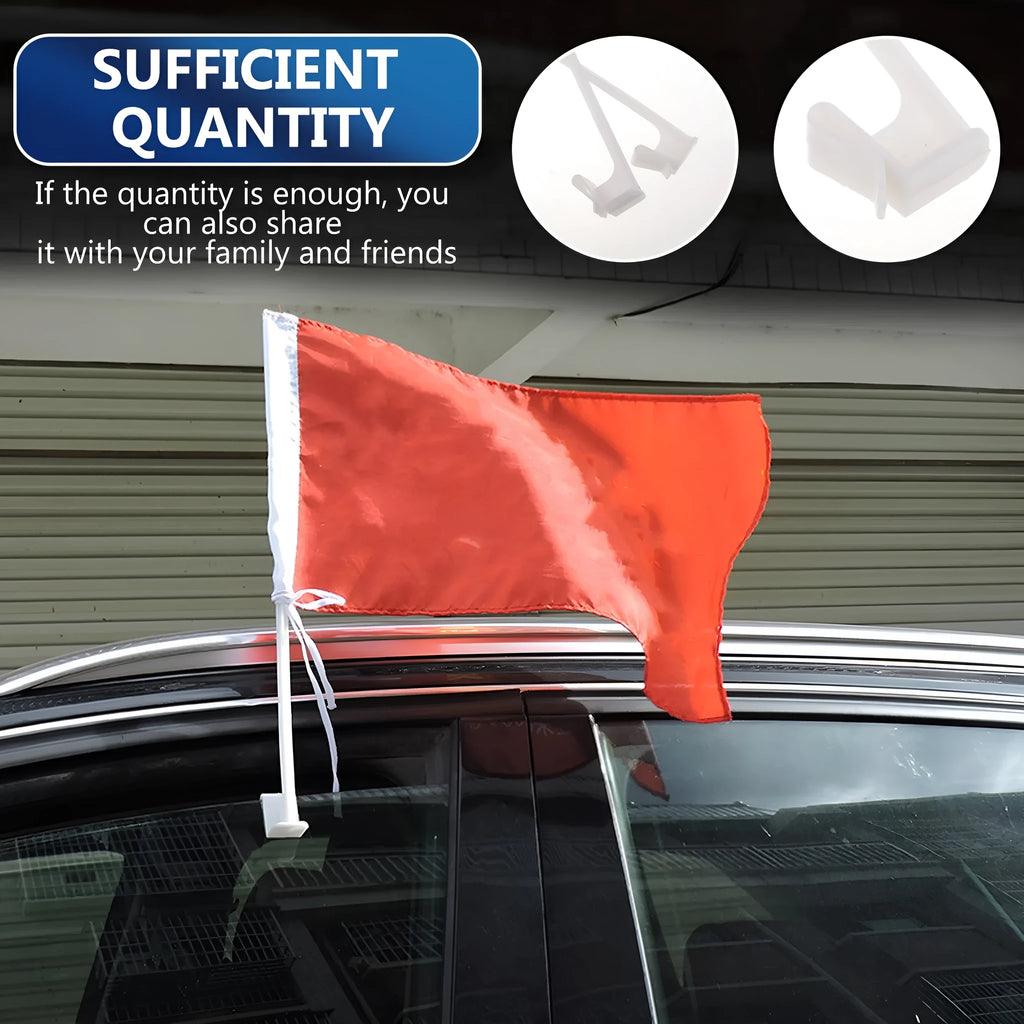 Ten white PP plastic car window flag holder clip mounts on a plain background.