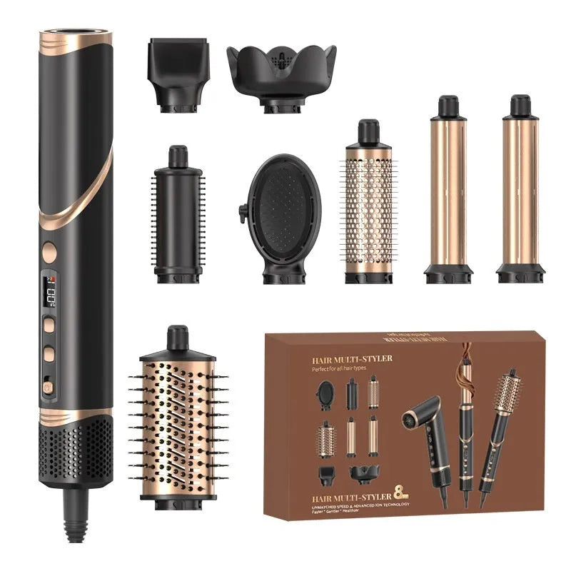 High-speed hot air automatic roll folding electric hair dryer in Champagne Gold with folding handle