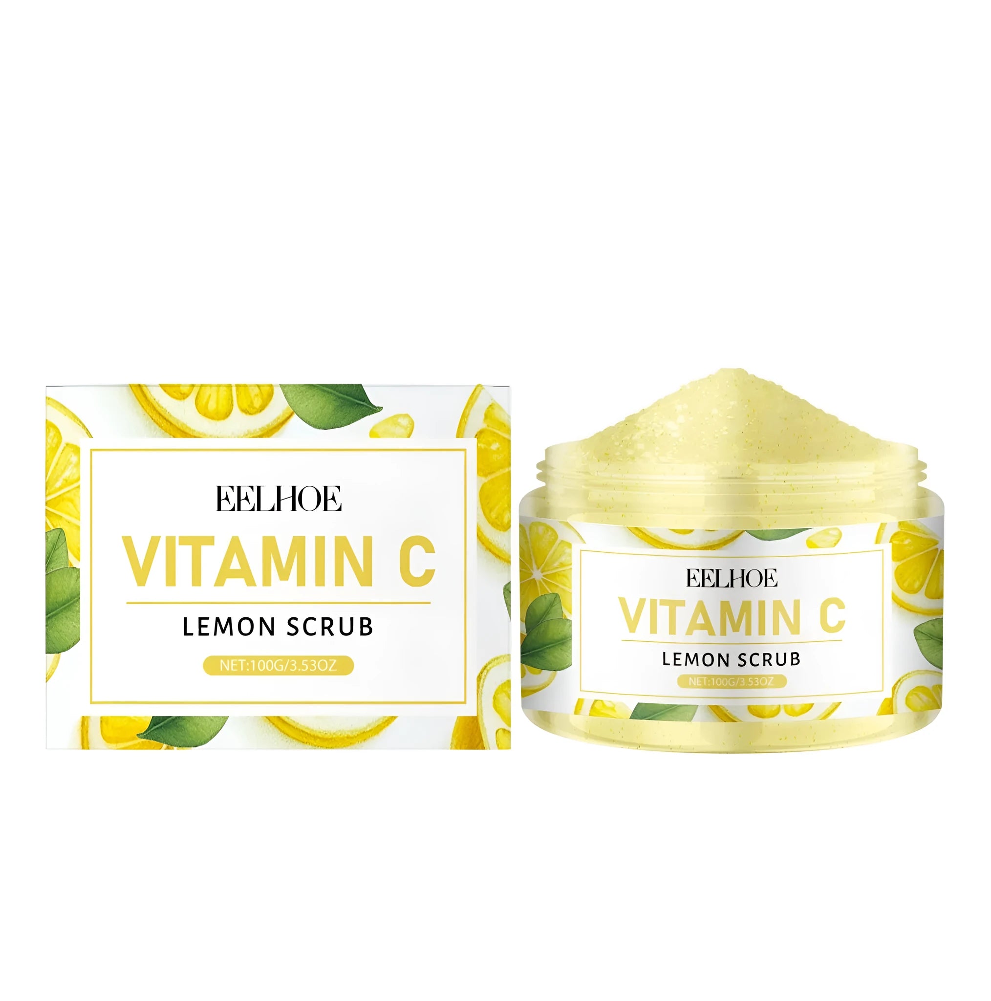 100g container of lemon exfoliating scrub cream with walnut shell powder