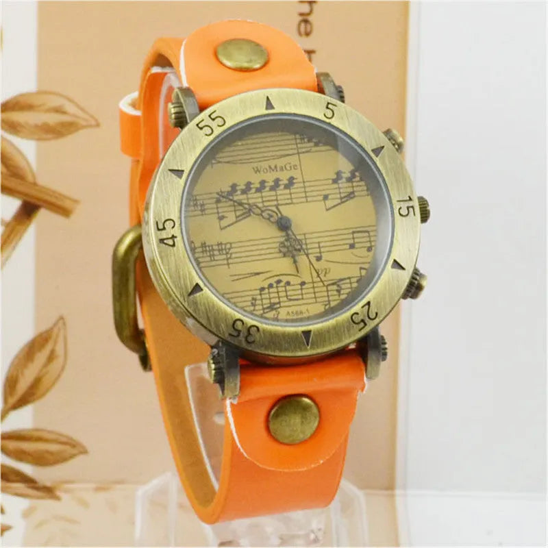 Men's music symbol fashion watch showing dial design and colour options