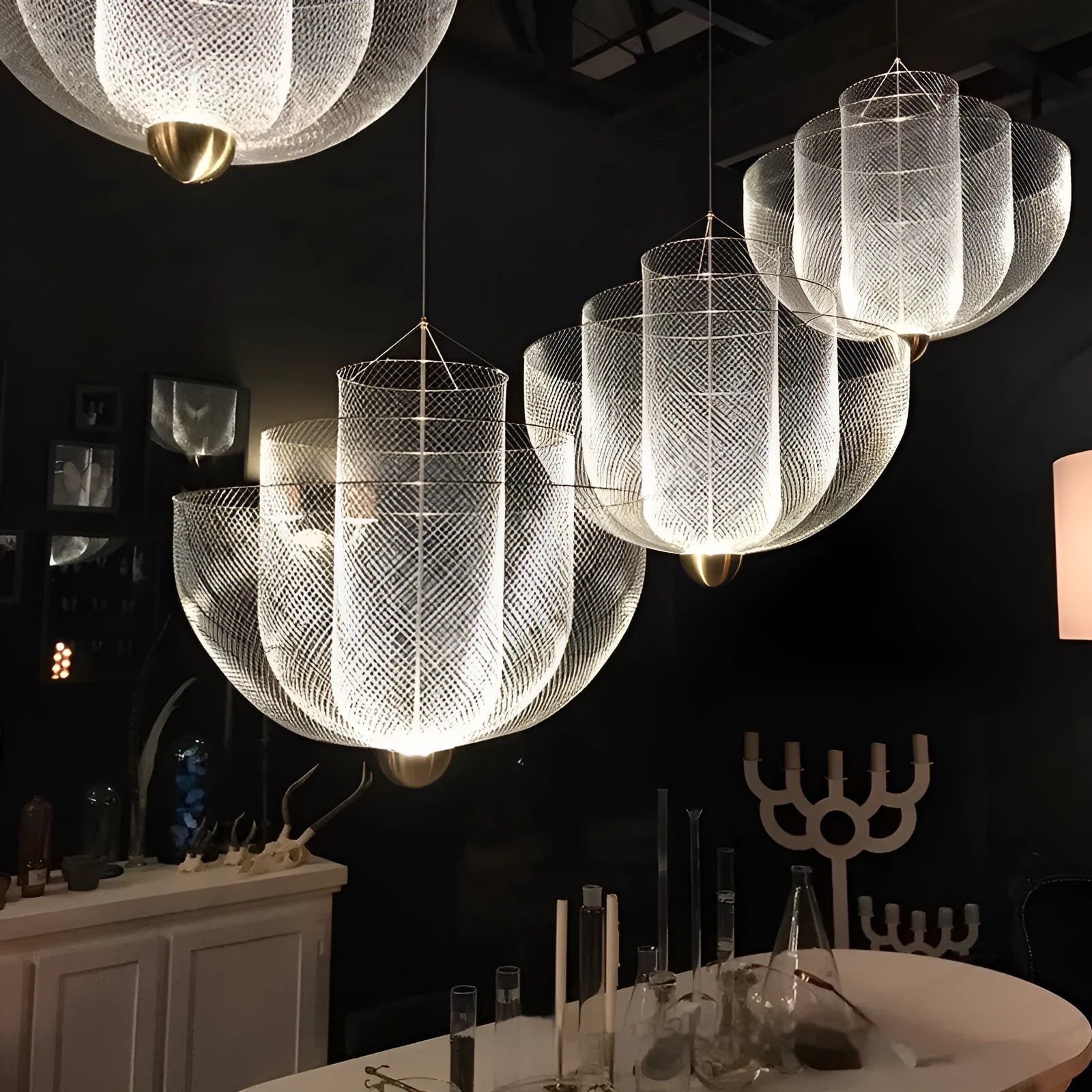 Nordic iron mesh personality shape chandelier with 450mm diameter ceiling light fixture