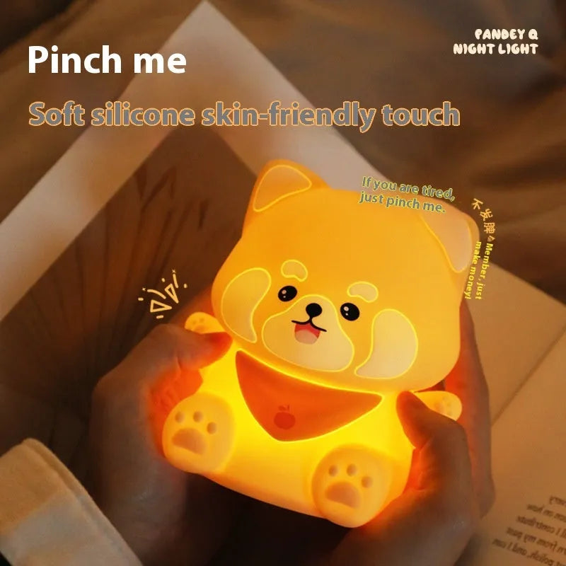 New Homehold Lesser Panda bedside lamp cartoon silicone night light on a table