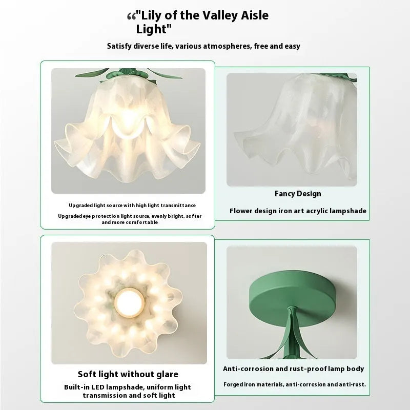 Cream coloured Linglan flower modern corridor wall light fixture on display.