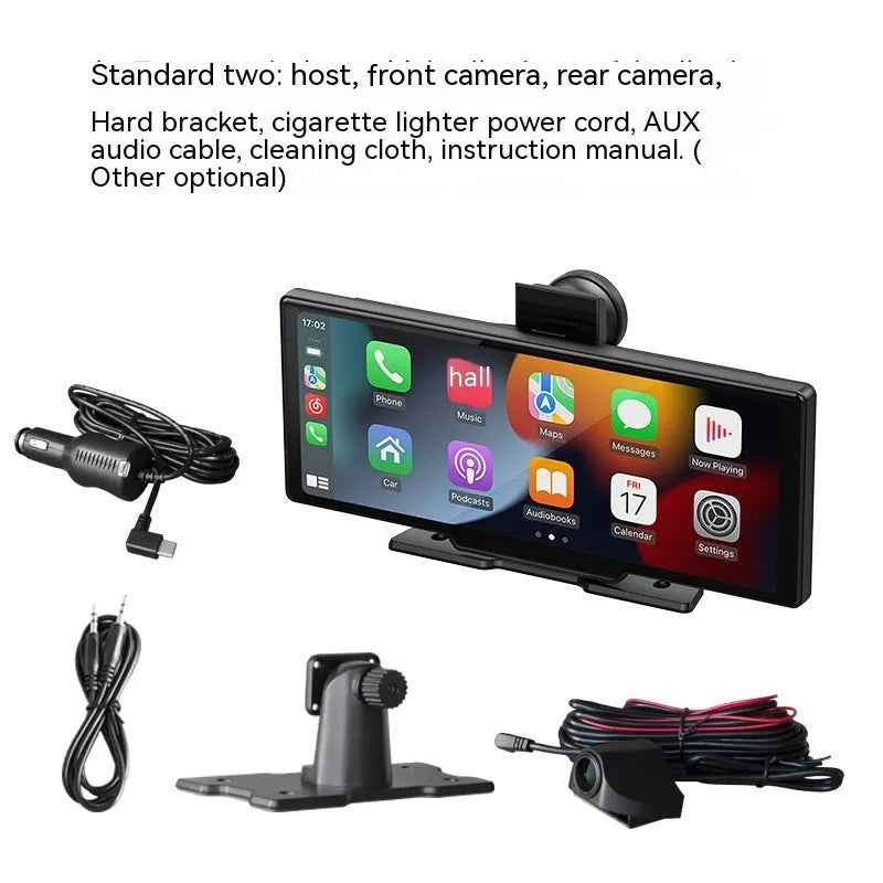 1026-inch wireless CarPlay car multimedia player with capacitive touch screen in black finish