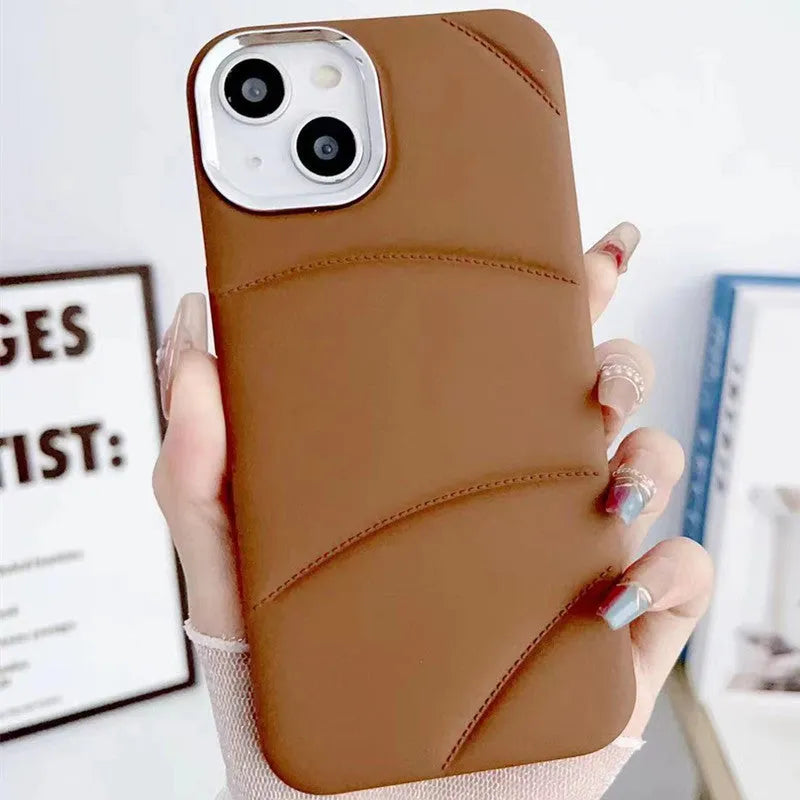 Liquid oil injection silicone frosted phone case for iPhone in black with internal flannel lining