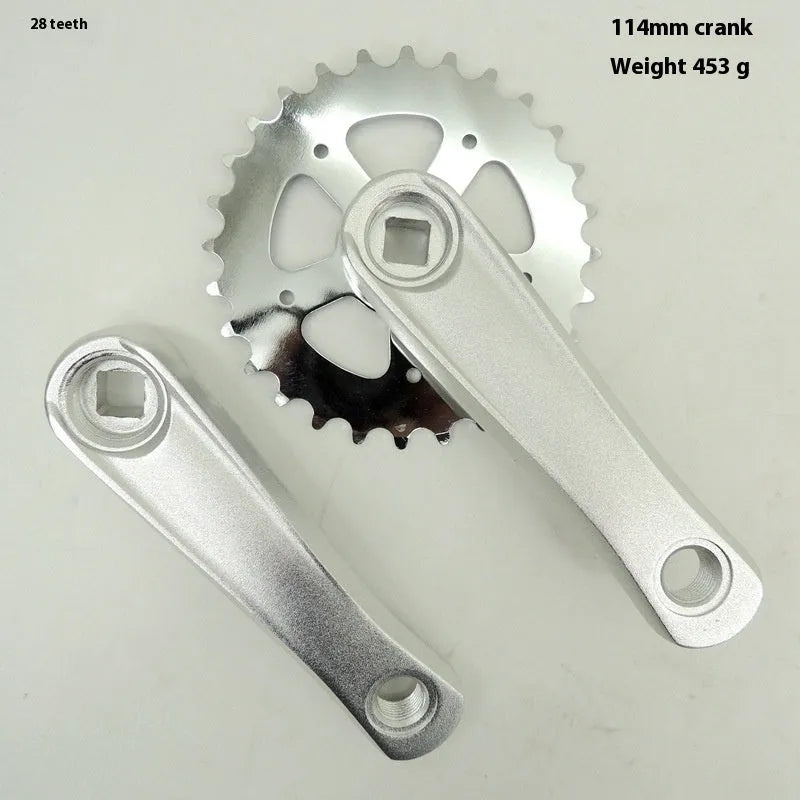 Aluminium alloy children's bicycle crankset with sprocket and crank arm for electric vehicle replacement