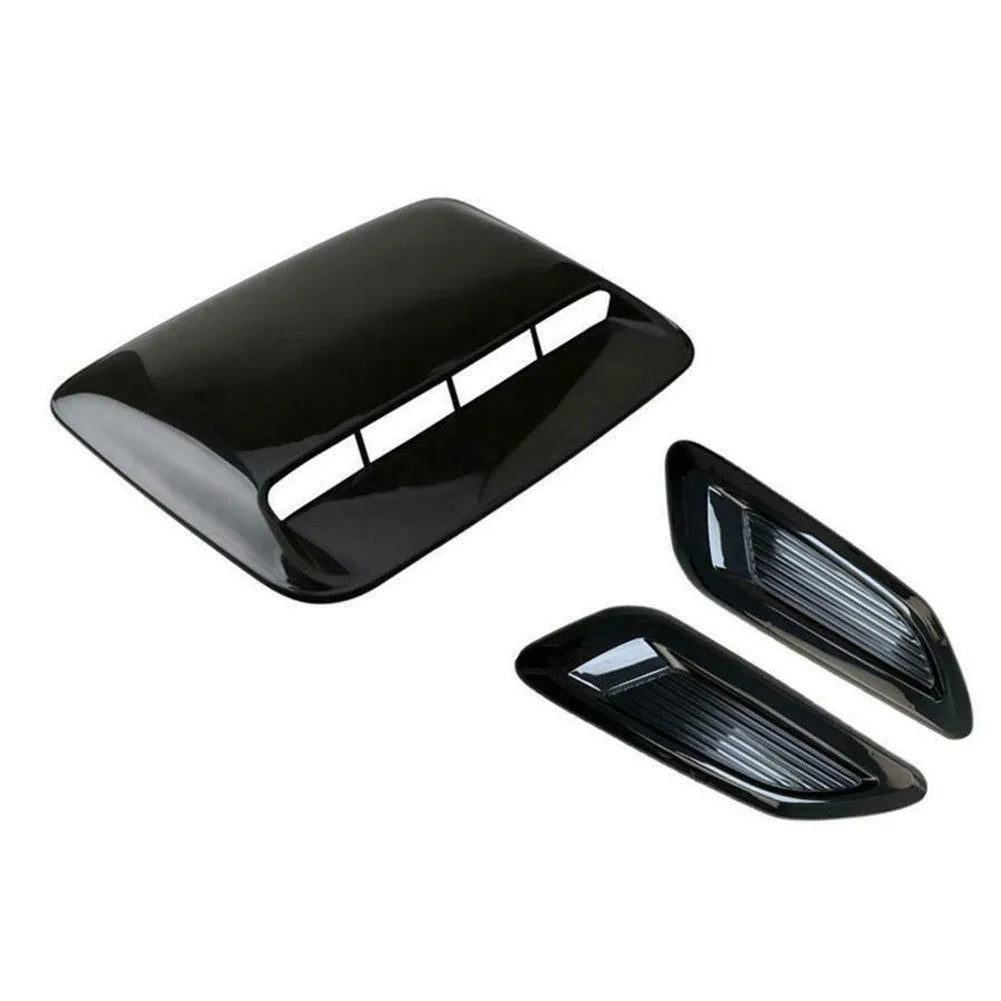 Car engine decorative cover and side air vent shroud kit in black or carbon fibre finish for Audi Volkswagen Mercedes BMW