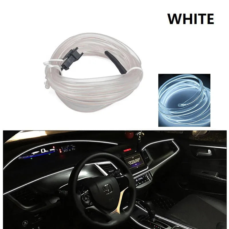 Six-metre long USB-powered LED light cable for car interior ambient lighting in multiple colour options