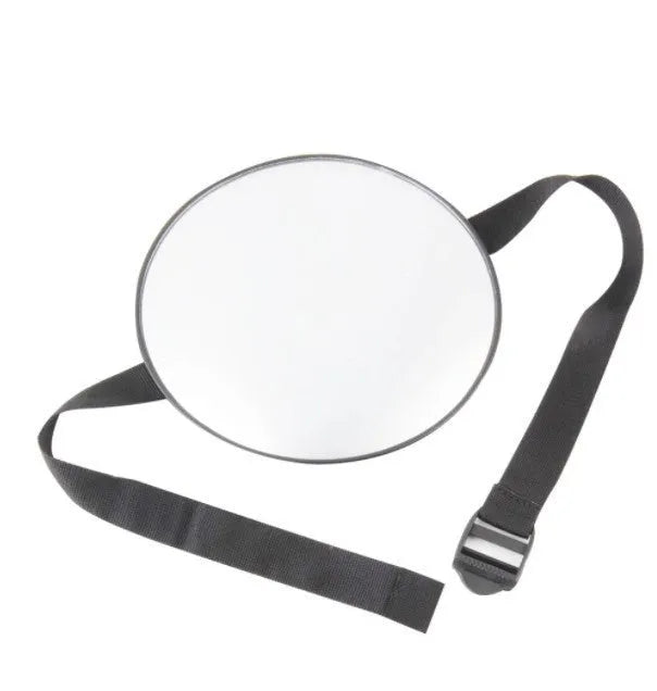 Black ABS car baby rearview mirror with 17cm diameter and adjustable ribbon straps for child observation