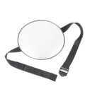 Black ABS car baby rearview mirror with 17cm diameter and adjustable ribbon straps for child observation