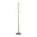 Creative minimalist floor lamp with gold aluminium alloy frame and glass detail, 155cm height, warm LED light