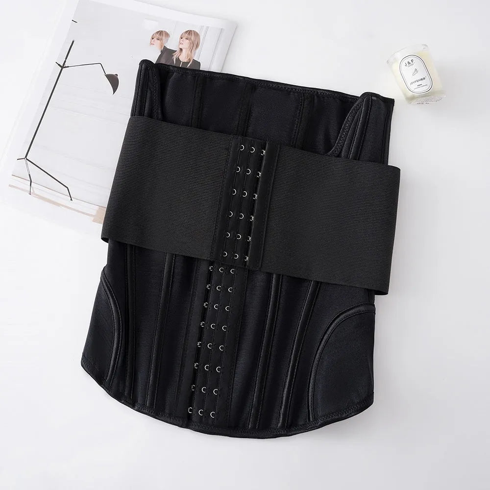 Nylon belly band waist trainer for fitness available in black or apricot colour