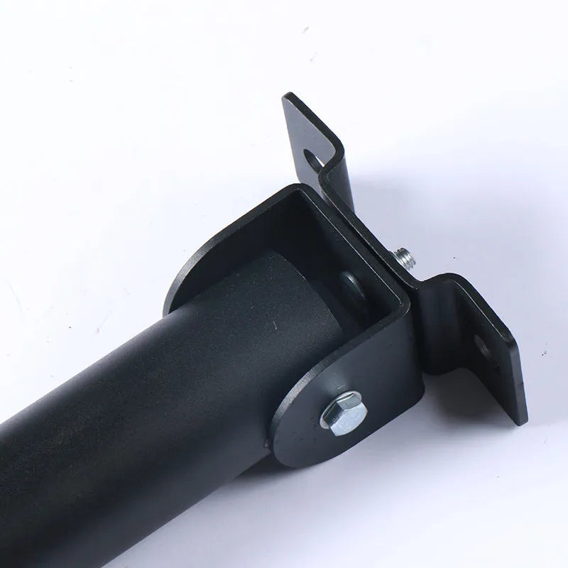 Steel wall-mounted barbell gun barrel rack with 25 tubes for rod storage.