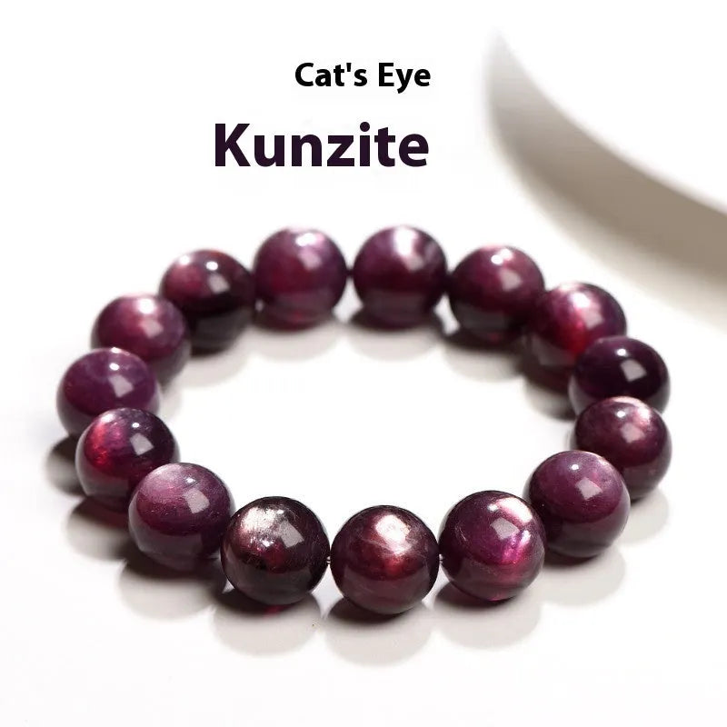 Purple lepidolite crystal bracelet with round polished beads in natural style