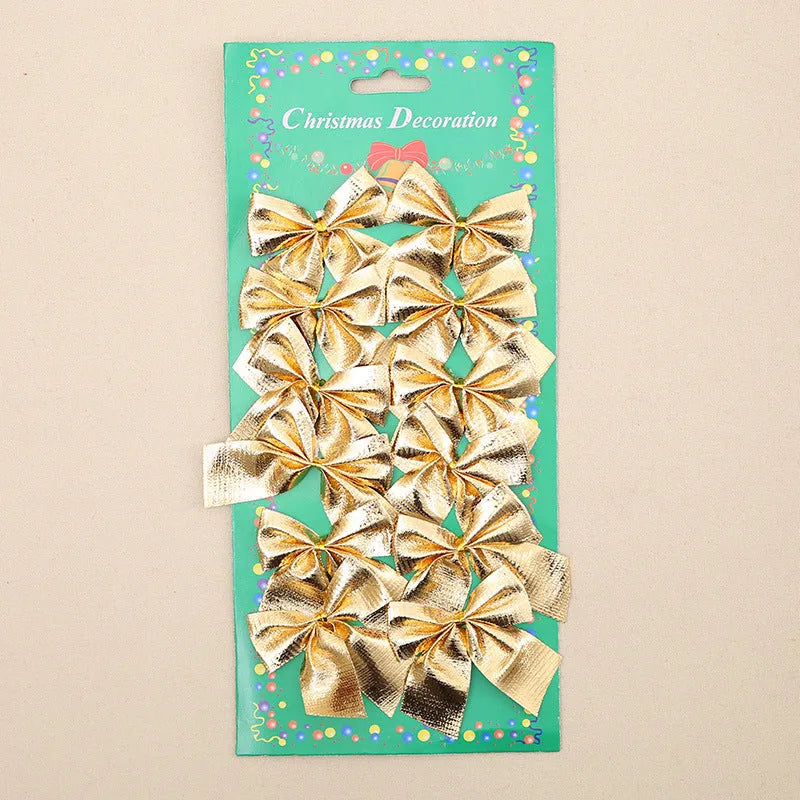 5 cm red gold polyester Christmas tree bow ornament for holiday decoration