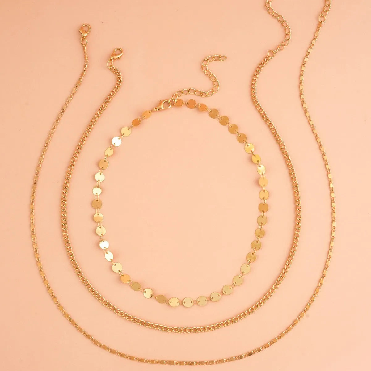 Ferrero Double Hole Wafer Necklace Set electroplated iron U-shaped chic style 0512 colour