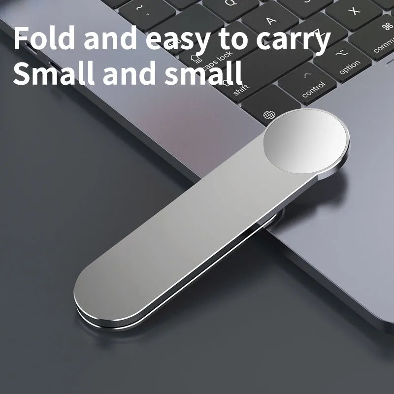 Silver aluminium alloy dual screen extension bracket with magnetic phone holder for desktop