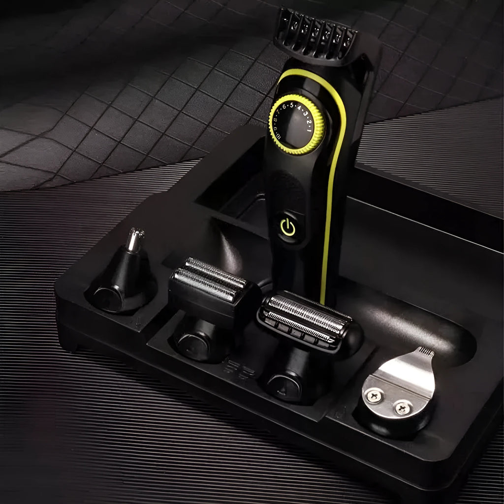 Black KM696 USB rechargeable electric hair clipper with stainless steel blades and cleaning brush