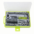 50-piece hexagonal spanner sleeve set in mirror-finished carbon steel with metric and British sockets