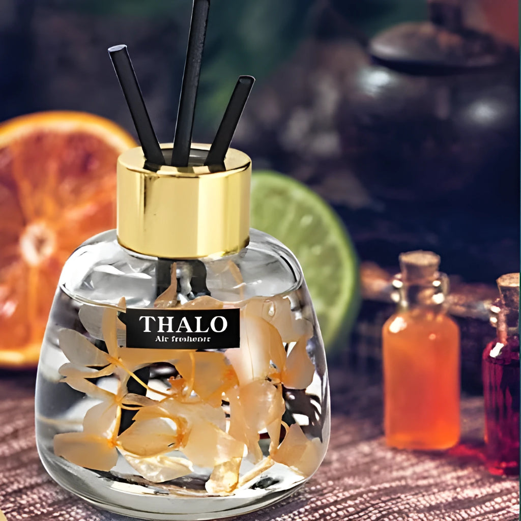 Glass bottle car perfume ornament for loose incense, available in six scent colours.