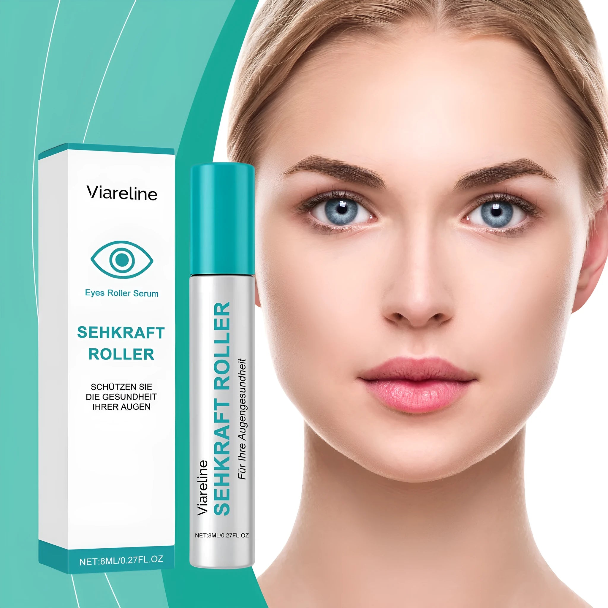 8ml transparent eye care ball gel bottle for mild massage with mentha piperita extract.