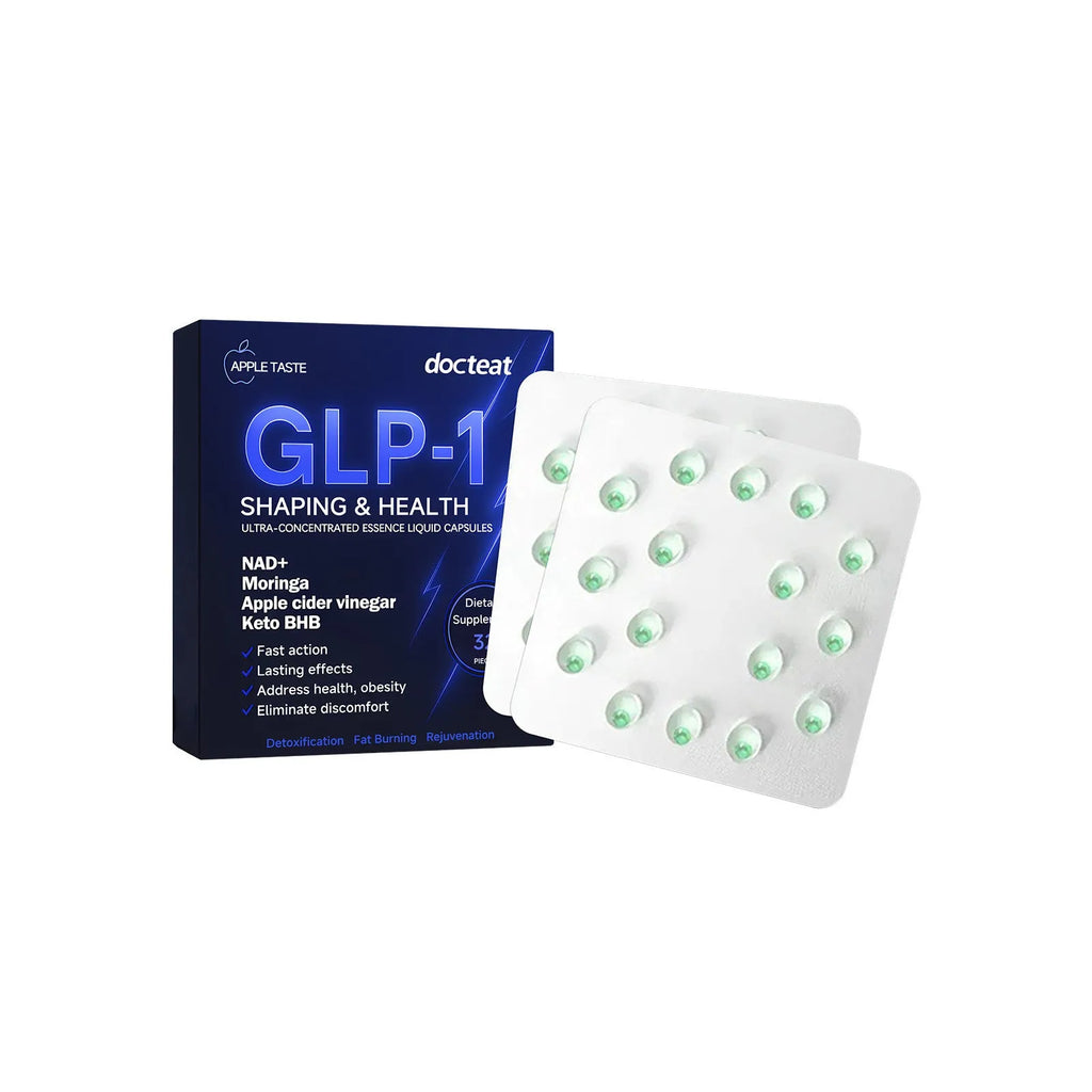 32 colourless PET burst bead capsules for appetite control on a white background.