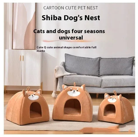 Rectangular machine washable winter cat bed with removable cover in small medium large sizes