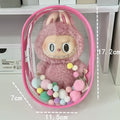 A 17cm avocado green PVC cube storage bag with a keychain for dolls and postcards.