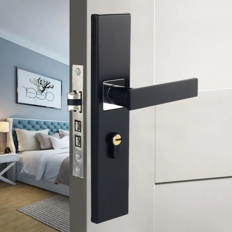 Aluminium alloy split magnetic door lock handle for indoor timber doors showing one of 17 available styles